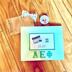 AEPhi, Alpha Epsilon Phi Sorority picture frames (x2) and AEPhi pin